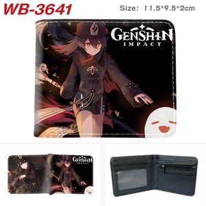Most Popular Video Game Genshin Impact One Size Leather Purse Black Wallet A